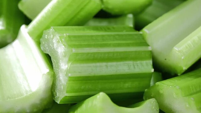 Close-Up of Fresh Sliced Celery