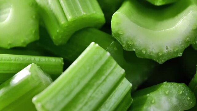Close-Up of Fresh Sliced Celery