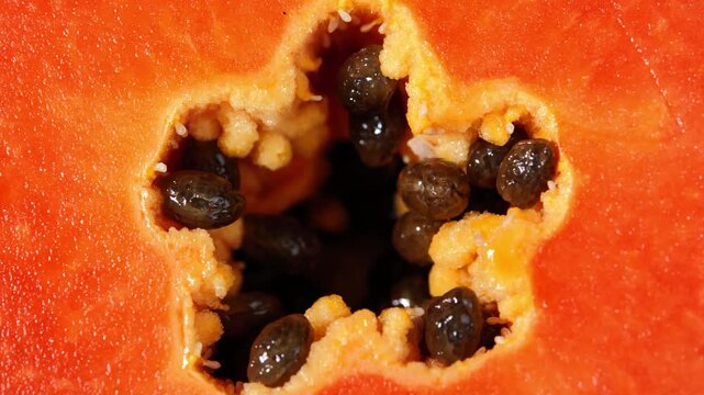 Close-Up of Fresh Sliced Ripe Papaya