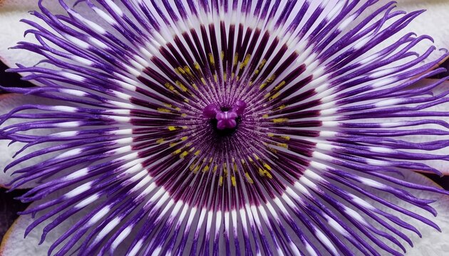 Detailed geometric texture of passion flower center mandala pattern background