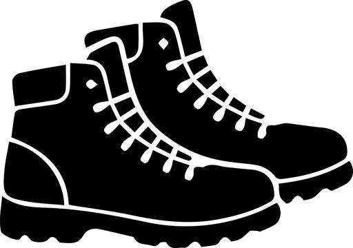 Hiking boots illustration graphic icon for outdoor adventure and exploration.
