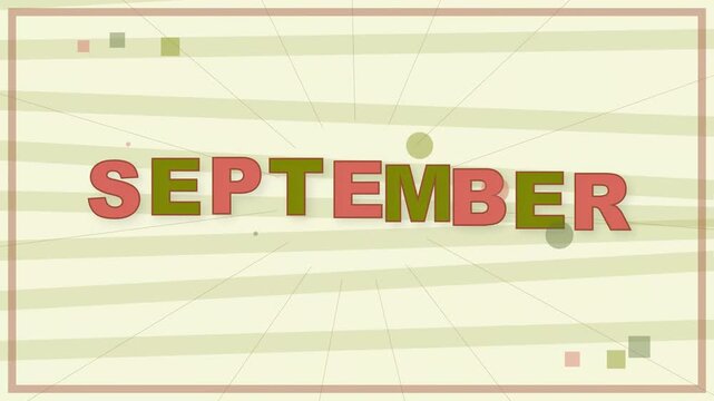 Vintage september typography header banner vector illustration background with autumn calendar concept and retro geometric motion graphic design