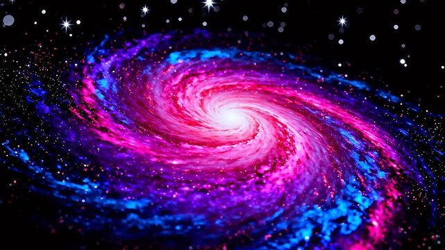 Colorful spiral galaxy in space