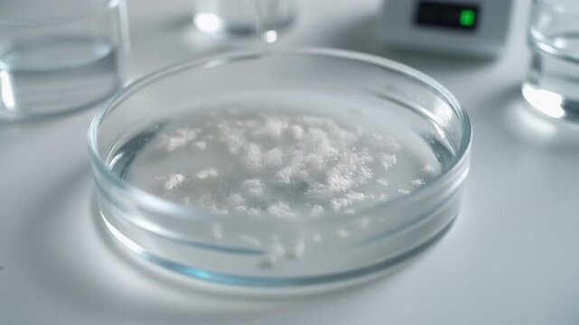 Close-up time-lapse of melting ice cubes in glass bowl