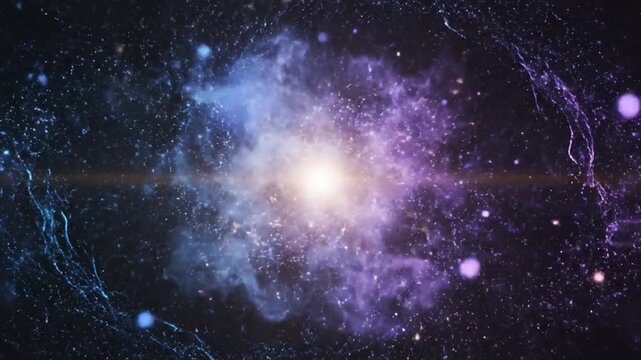 Cosmic Wonder: A breathtaking nebula swirls with vibrant colors of purple, blue, and pink, illuminated by a bright central star, showcasing the immense beauty and mystery of the universe.