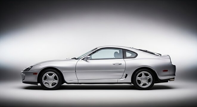 Silver Sports Car Studio Profile Shot.