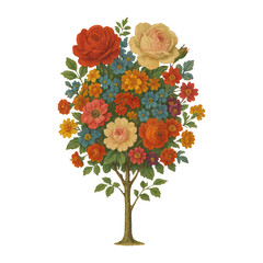 Fototapeta premium PNG Vibrant floral tree illustration