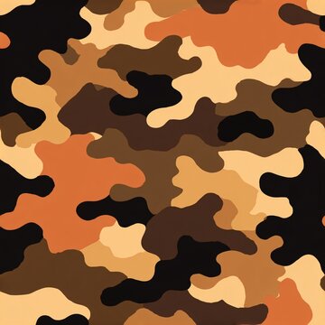 This pattern features shapes in orange, brown, and black