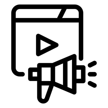 Video Marketing Media Player Line Icon
