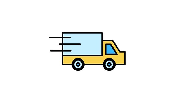 Express delivery icon animation 4k isolated on white background seamless looping