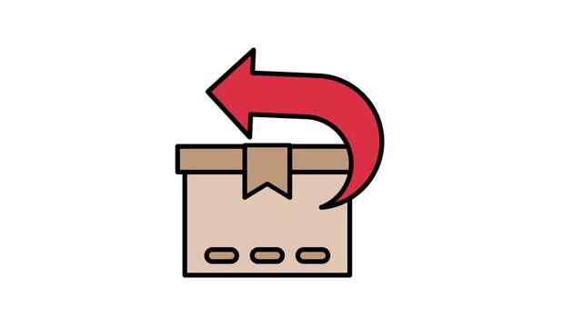 Return delivery icon animation 4k isolated on white background seamless looping
