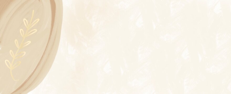 Minimal Beige Organic Background with Botanical Line Art and Copy Space