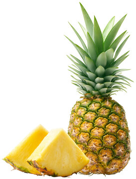 Whole and sliced pineapple isolated