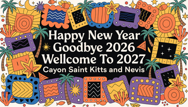 Happy New Year 2027 Celebration with Tropical Frames, Cayon Saint Kitts and Nevis