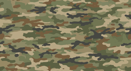 Fototapeta premium Woodland Camouflage Pattern - Military Textile Texture Background