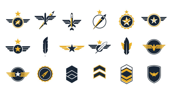 Collection of Aviation Badges, Emblems, and Insignias