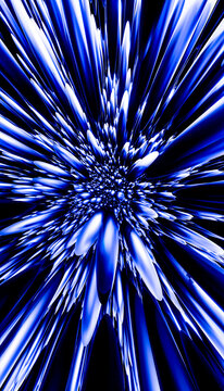 Blue metallic spikes radiate dynamically