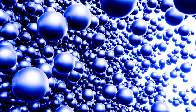 A cluster of shiny blue spheres floating in an abstract digital space