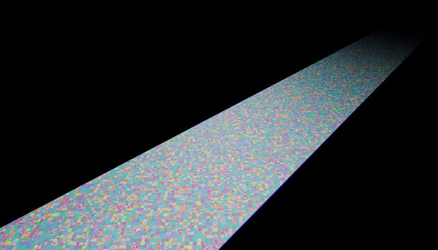 A long digital abstract colorful pattern strip extending into black