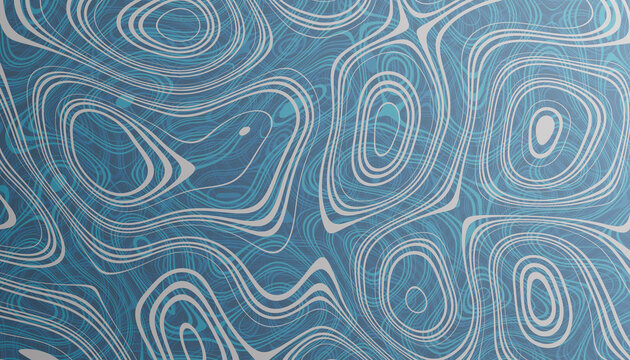 Abstract blue design with swirling curved lines and fluid shapes