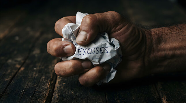 making excuses concept with crumpled paper