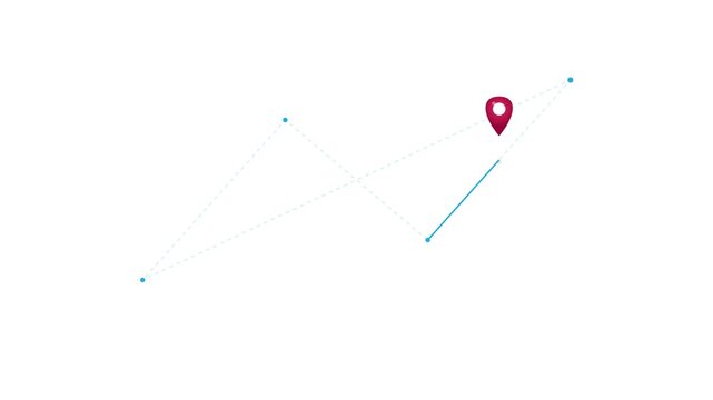 Minimalist abstract infographic element featuring a connected path of dots and a destination pin marker for digital navigation and route mapping