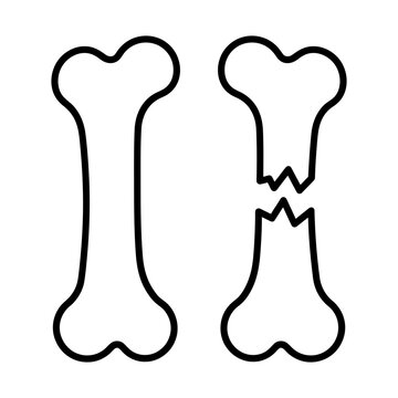 intact and broken bone line icon