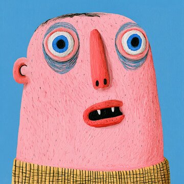 Textured abstract character portrait expressing anxiety and stress