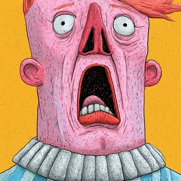 Man screaming with wide eyes feeling terror and shock