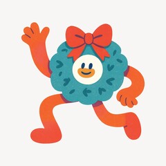 Obraz premium Festive wreath character illustration