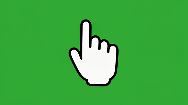 Cursor clicking animation over a green screen background with motion tracking for digital interface interaction