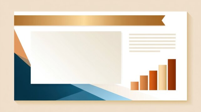 Clean business presentation slide with bar chart and geometric design