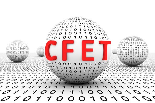 CFET conceptual sphere binary code 3d illustration