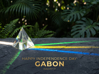 Obraz premium Glass Prism Scattering Light Spectrum For Happy Independence Day Gabon