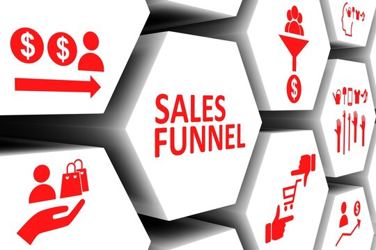 SALES FUNNEL concept cell background 3d illustration