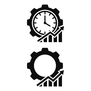 Business finance icons with clock gear and growth chart