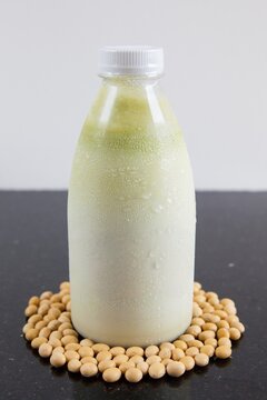 soy milk on a bottle 