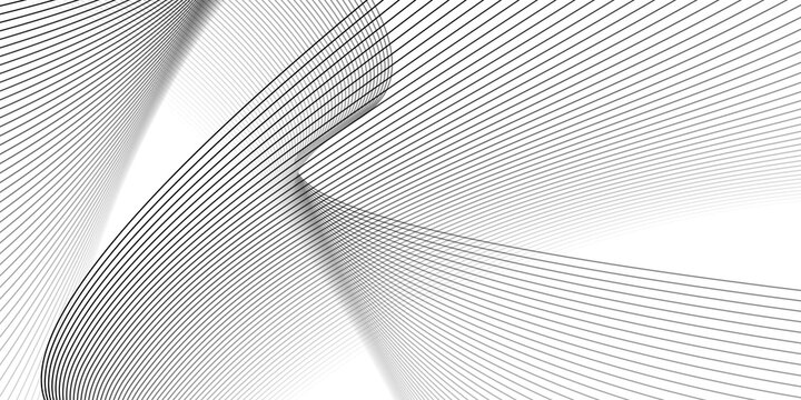 Elegant abstract design featuring monochrome wavy fine lines intertwined against a white background. vector