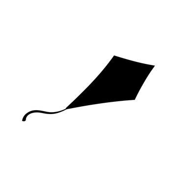Minimalist kite silhouette vector, black flying kite icon on white background, simple outdoor toy graphic for summer leisure designs