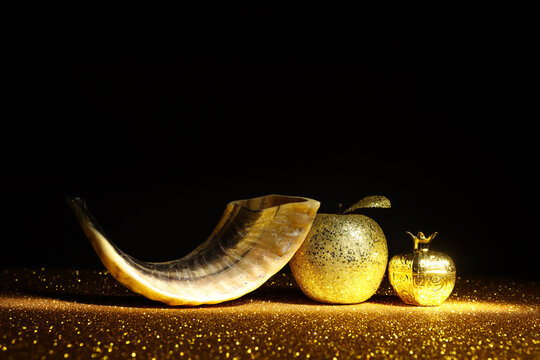 Rosh hashanah (jewish New Year holiday) concept. Traditional symbols