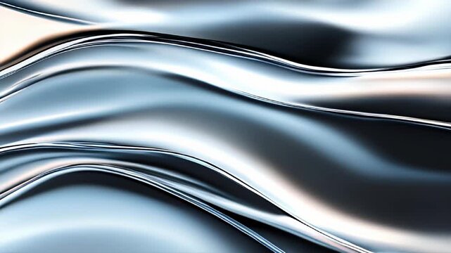 Smooth flowing silver liquid metal waving abstract background