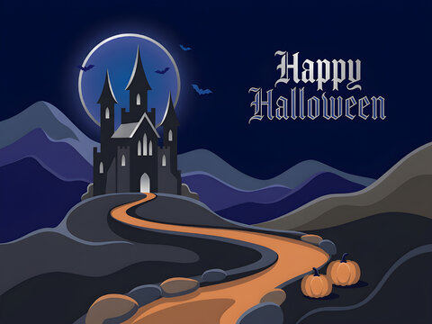 vector illustration of a halloween landscape