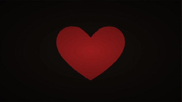 A dark red glowing heart symbol pulses softly against a deep black background in a seamless looping animation.