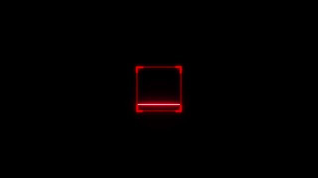 Scanning the QR code icon animation with up and down scanning. QR code being scanning with neon line animation on black background.