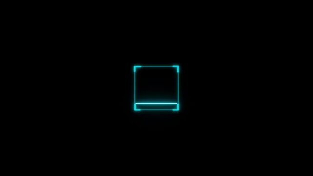 Scanning the QR code icon animation with up and down scanning. QR code being scanning with neon line animation on black background.