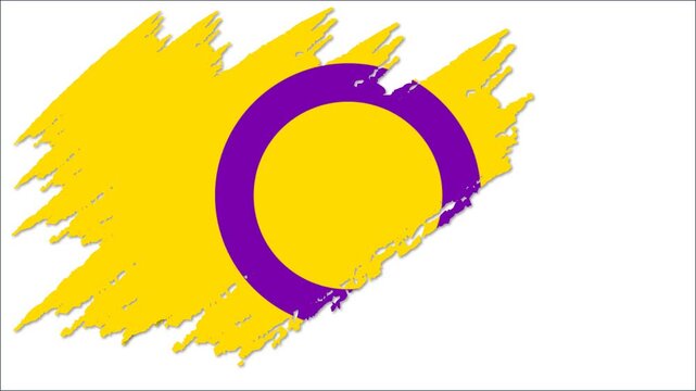 Intersex Flag Grunge Brush Stroke Animation, Intersex Pride Flag, Intersex Awareness Patriotic Motion Background