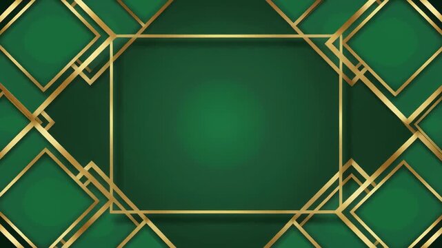 Emerald green background with golden geometric pattern animation for luxury branding
