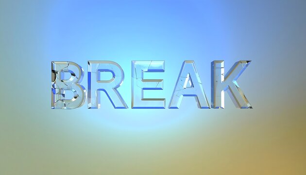 Word Break written in 3D metallic chrome letters against a soft blue gradient background.