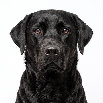 Black Labrador Retriever making strong eye contact with the camera, deep expressive brown eyes
