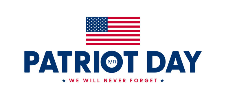 USA Patriot Day typography logo, September 11 text banner